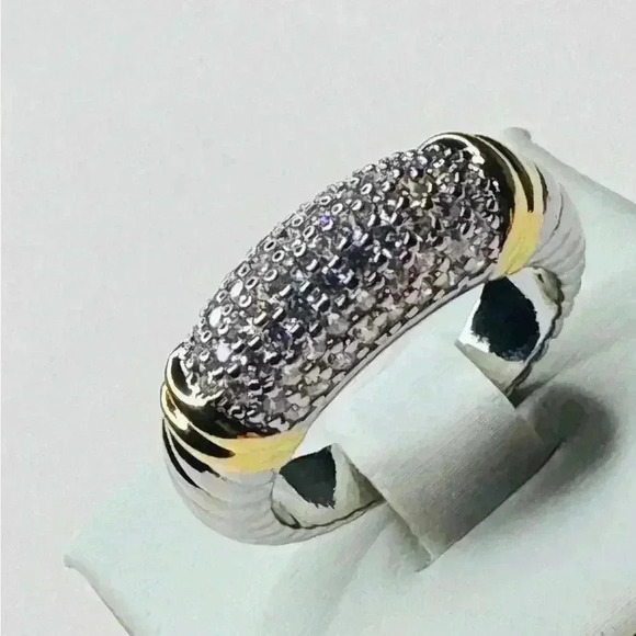 Two Tone Simulated Diamonds & Gold Ring - Picture 5 of 5